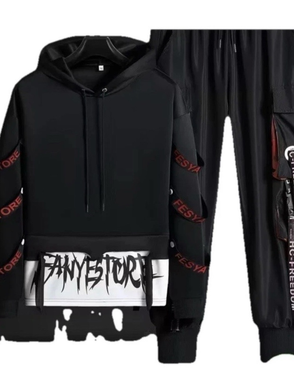 Black Graphic Hoodie & Joggers Set